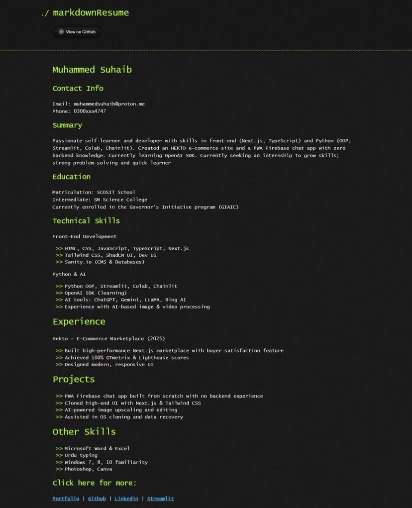 Markdown Resume